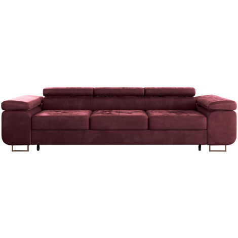 Canapé convertible 3 places Wilson velours Bordeaux