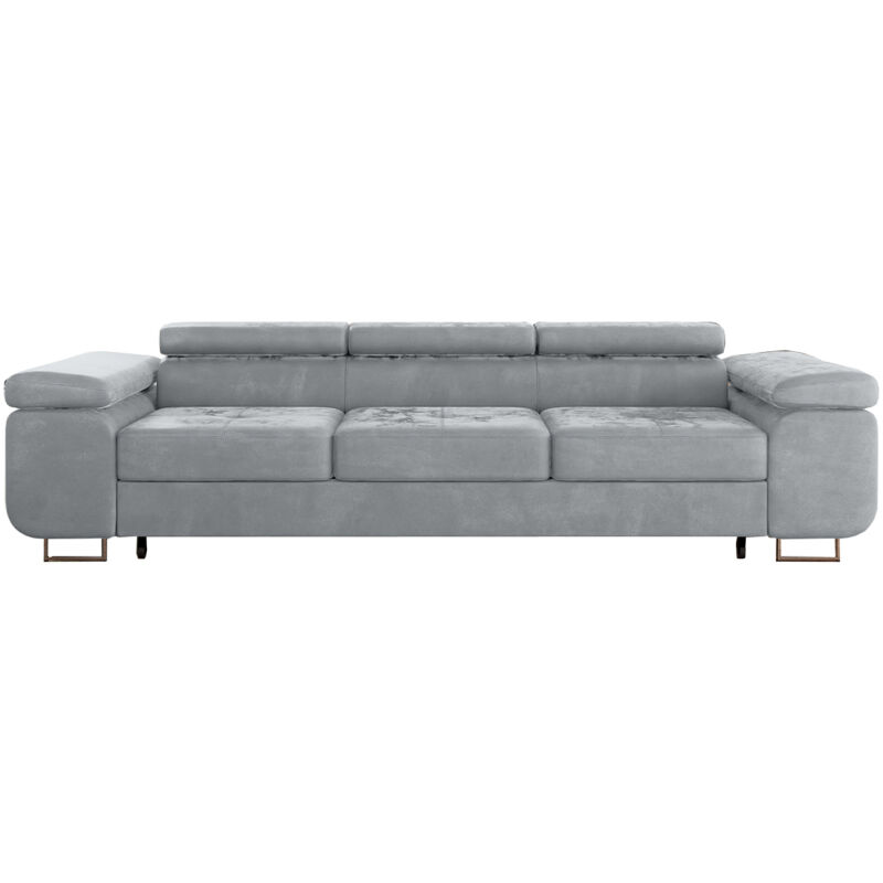 Canapé convertible 3 places Wilson velours Gris