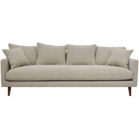 Canapé convertible 4 places en tissu pieds bois foncé - Naturel chiné - Villabon