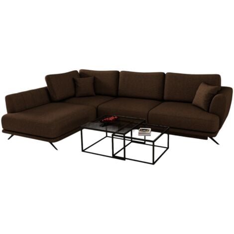 Canapé convertible angle gauche tissu marron Savary 280cm