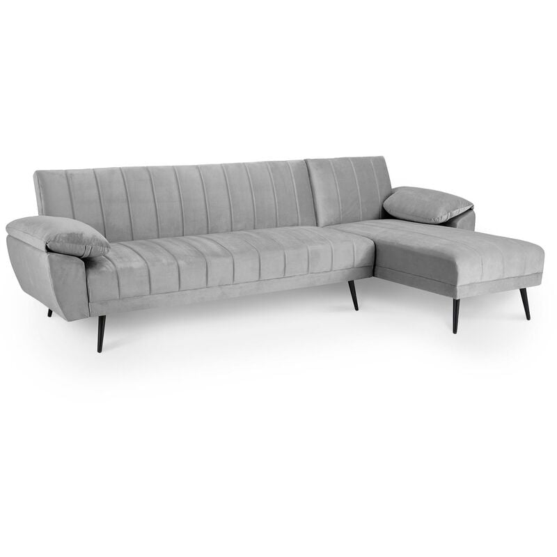 Canapé d'angle 4 places Gris Velours Moderne Confort Promotion