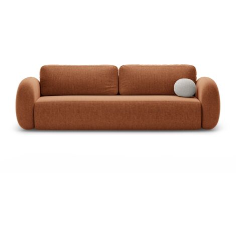 Canapé convertible avec coffre 3 places chenille brique