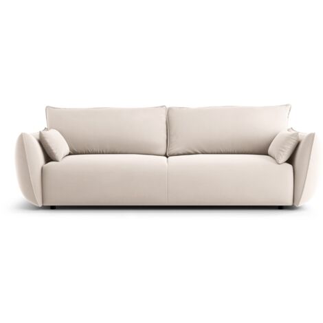 Canapé convertible avec coffre 3 places en velours beige