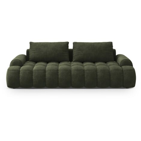 Canapé convertible avec coffre 4 places en velours vert