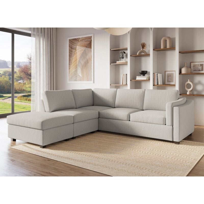 Deco In Paris - barney - Canapé convertible avec coffre en tissu beige barney - Angle gauche