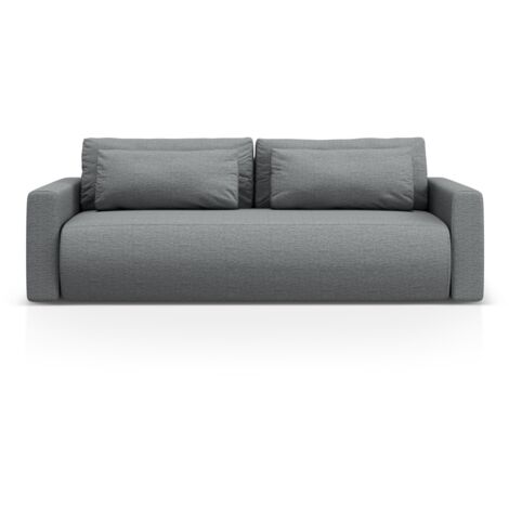 Canapé convertible + box 3 places en tissu structurel gris
