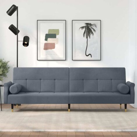 Canapé Convertible - Canapé-lit - Sofa Divan Banquette - avec coussins gris foncé velours Chic-364790
