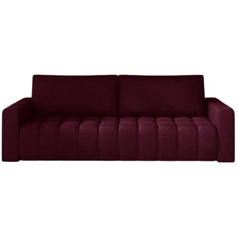 Canapé convertible capitonné LARKO velours-Prune