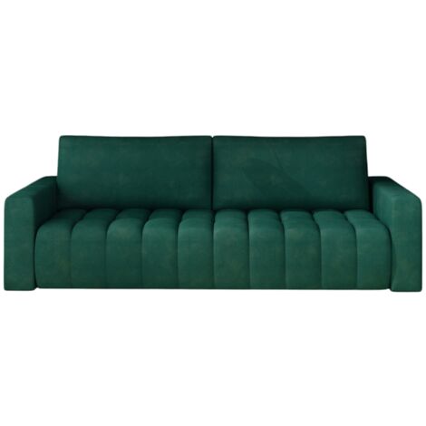 Canapé convertible capitonné LARKO velours-Vert