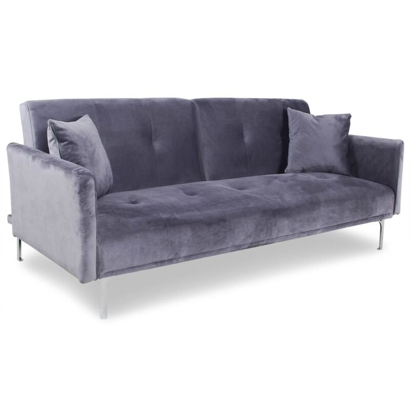 Cotecosy - Canapé convertible clic-clac 3 places Carla Velours Gris