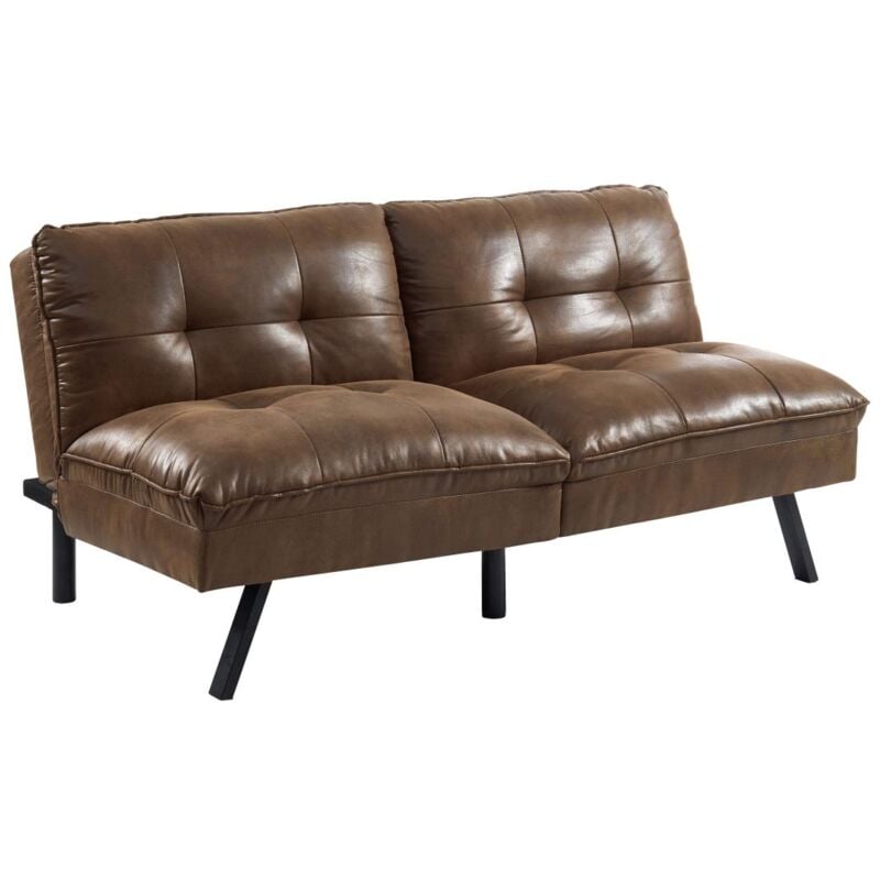 Vente-unique - Canapé convertible clic-clac 3 places en microfibre vieillie marron pegula ii