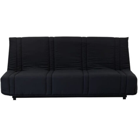 Banquette clic clac 3 places – tissu noir – couchage 2 personnes – L 193 x P 92 cm – Largeur couchage 125 cm