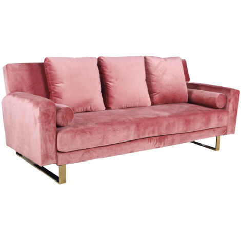 Canapé convertible clic-clac Djobi Velours Rose Pied Or