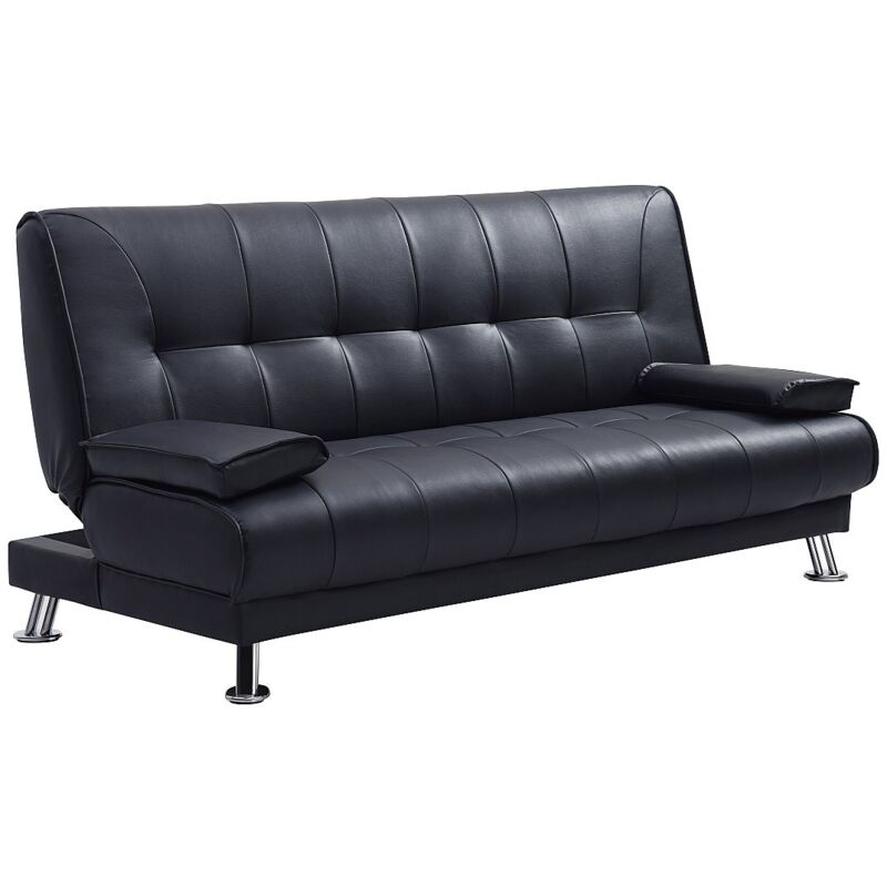 Vente-unique - Canapé convertible clic-clac en simili noir maxime ii