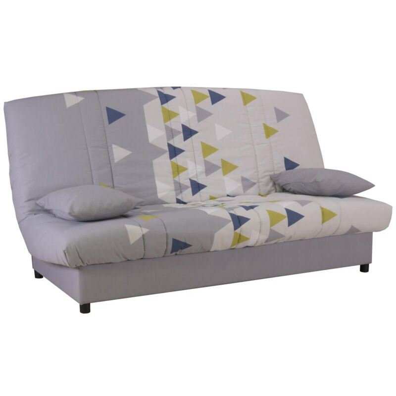 Vente-unique - Canapé convertible clic-clac en tissu imprimé triangle gris clair farwest