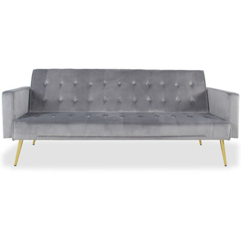 Canapé convertible clic-clac Justy Velours Gris clair