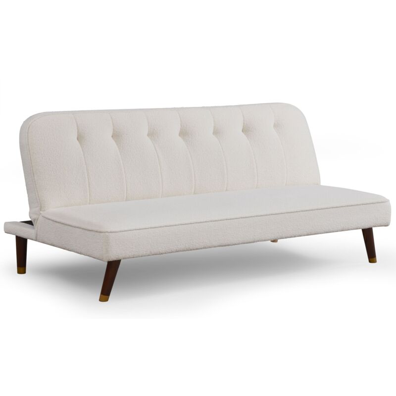 Cotecosy - Canapé convertible clic-clac Olympia Tissu bouclette Crème - Beige