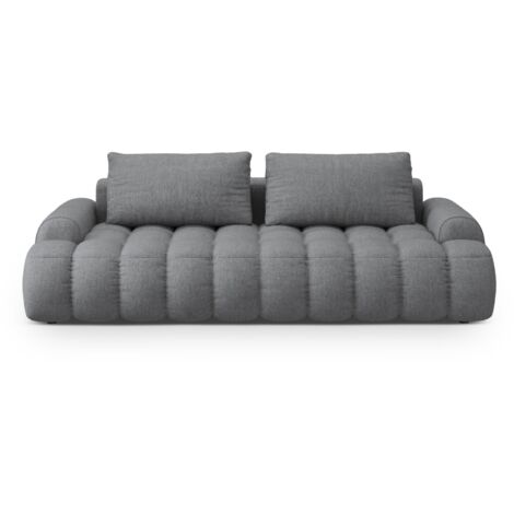 Canapé convertible coffre 4 places tissu structurel gris