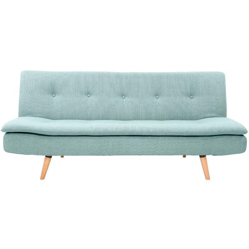 Miliboo - Canapé convertible scandinave 3 places en tissu vert lagon et bois clair senso