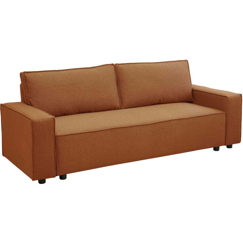 Oviala - Canapé convertible en tissu 3 places terracotta