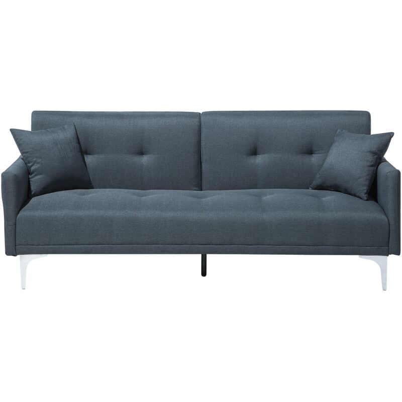 Beliani - Canapé Convertible en Polyester Bleu-Gris Foncé 3 Places Taies Déhoussables Lucan