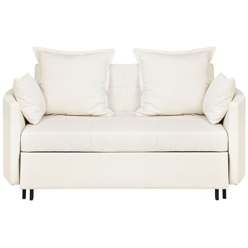 Beliani - Canapé Convertible 2 Places Tapissé en Tissu Beige de Qualité avec Fonction Lit Pratique pour Salon Moderne Scandinave