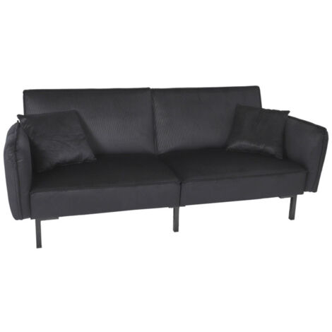 Canapé Convertible en Velours "Giulia" 198cm Noir