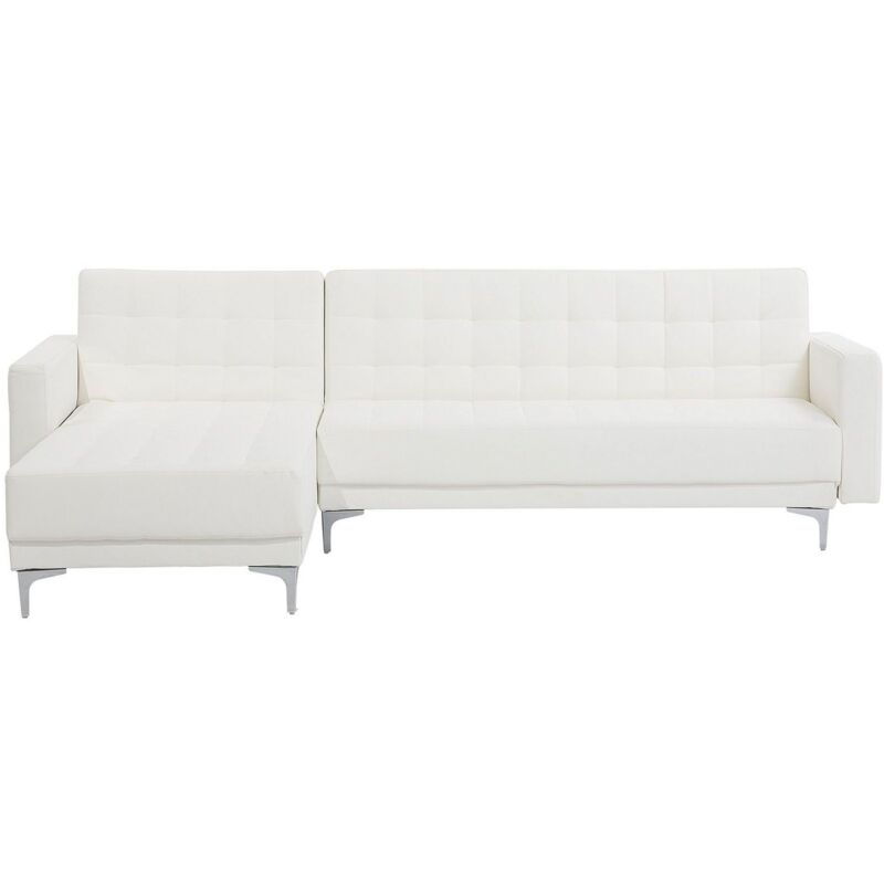 Beliani - Canapé Angle à Droite Modulable Convertible Cuir pu Blanc Moderne Classique Aberdeen