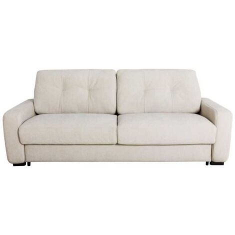 Canapé convertible express - 2/3 places - SOA - Tissu gauffré - Beige - Matelas 15 cm - 195 x 100 x 91 cm - DUNLOPILLO