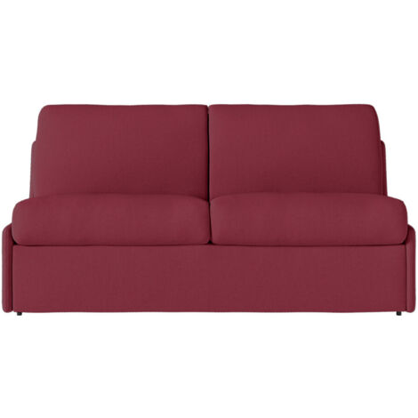 Canapé convertible express 3 pl AGATHE 140x190cm sans accoudoirs en tissu bordeaux - Matelas 13cm