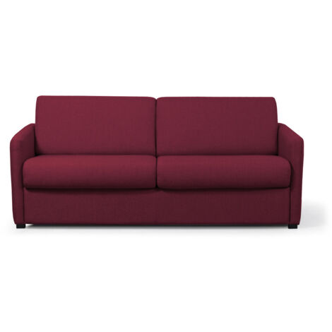 Canapé convertible express 3 places AGATHE en Tissu - matelas 13cm - Bordeaux, Couchage 140x190cm