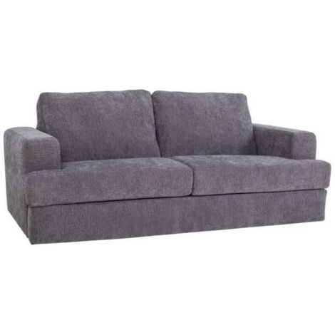 Canapé convertible express - 3 places - IGOR - Tissu gauffré - Gris souris - Matelas 15 cm - 211 x 107 x 90 cm - DUNLOPILLO