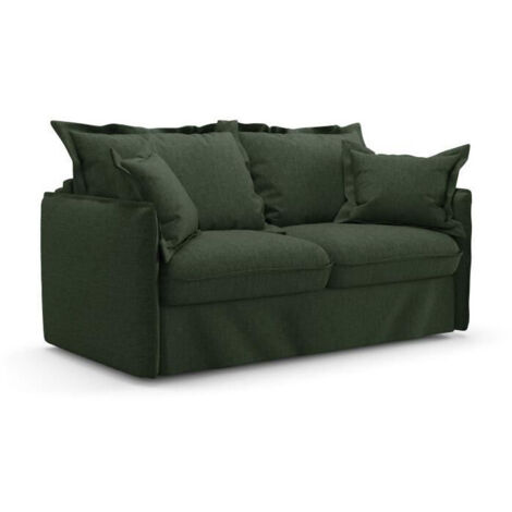 Canapé convertible express - 3 places - MYKONOS - Tissu Como 11 Forest - 185 x 104 x 90 cm - MONDO