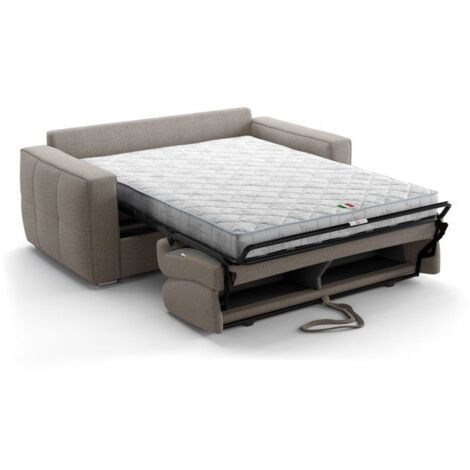 Canapé convertible express - 3 places - SQUARE - Tissu Beige - 200 x 105 x 90 cm
