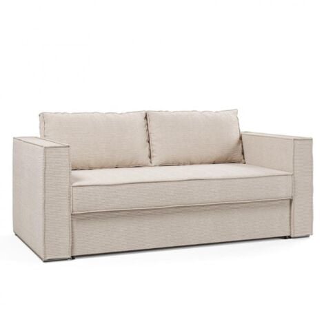 INSIDE75 Canapé convertible EXPRESS IBIZA 140x192 cm matelas 16 cm velours côtelé perle