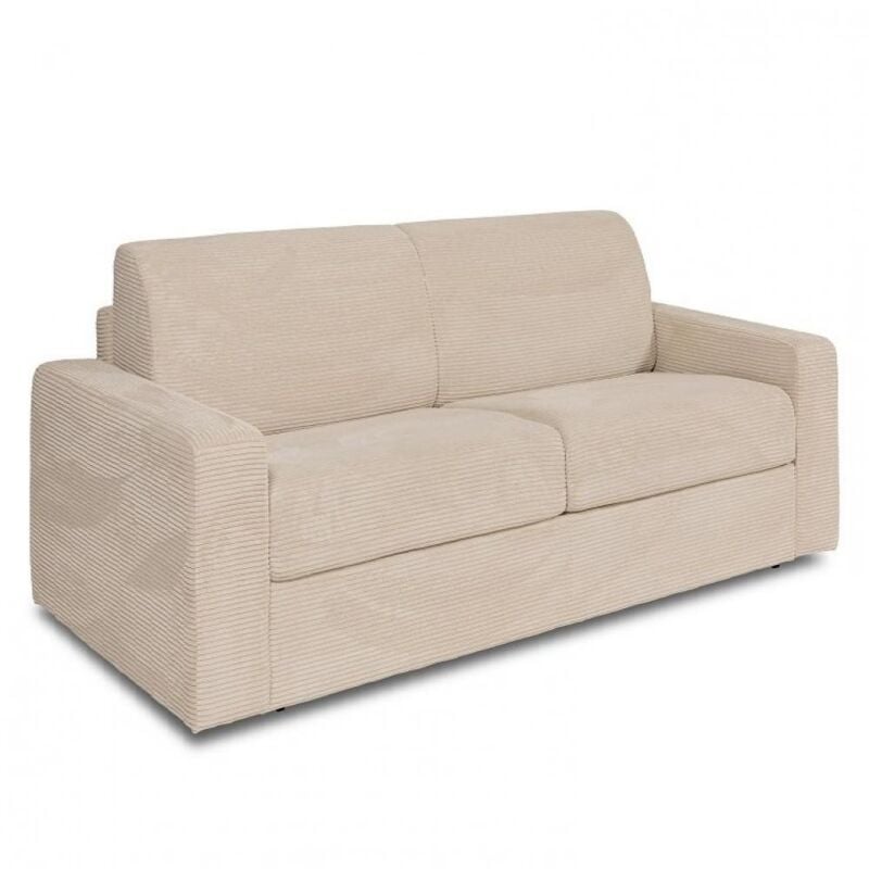 Inside75 - Canapé convertible express midnight 120cm matelas 16cm velours Côtelé beige