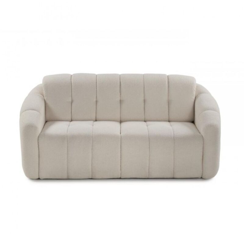 Inside75 - Canapé convertible express vigo couchage 140cm matelas Stella 17cm bouclé beige