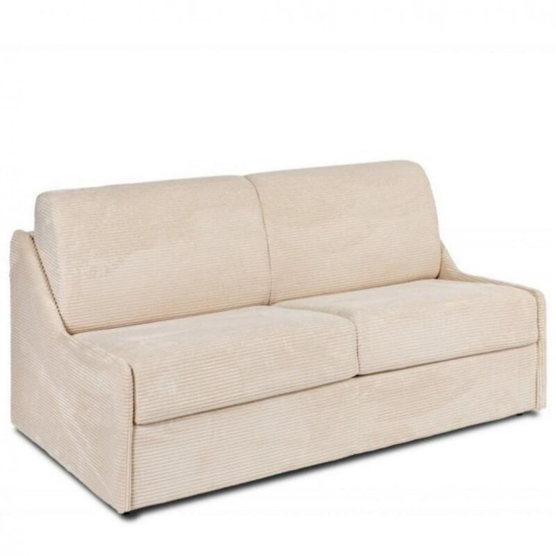 Italian Spirit - Canapé convertible gain de place express 120cm sommier métal matelas 14cm velours côtelé zoom crème