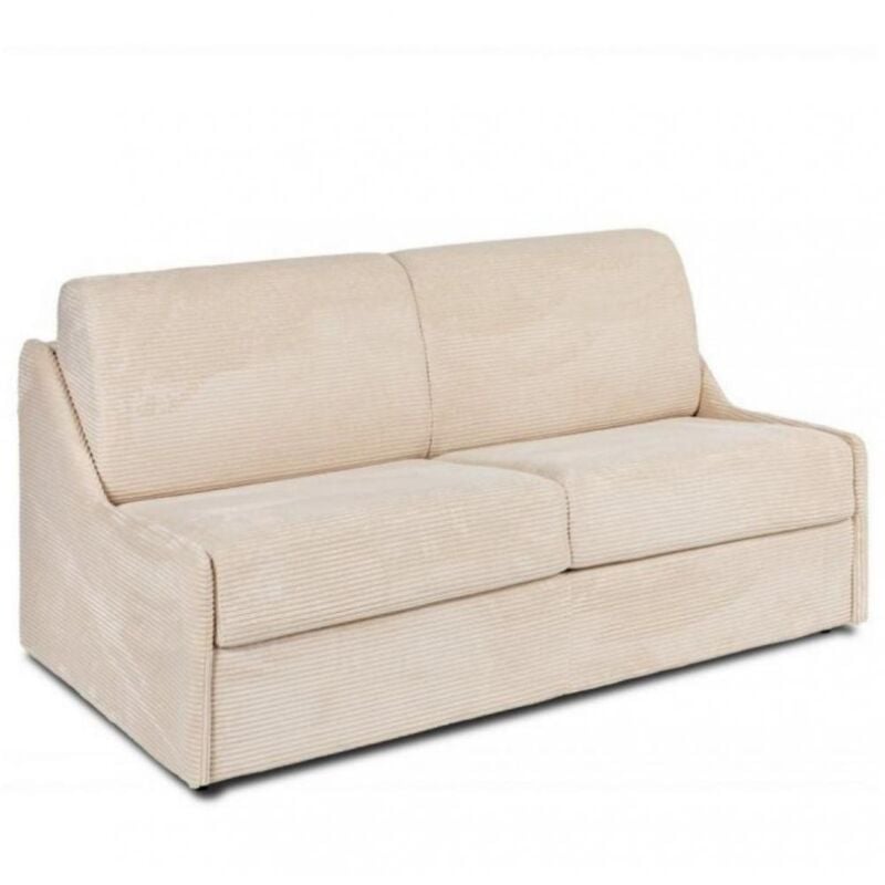 Italian Spirit - Canapé convertible gain de place express 140cm sommier métal matelas 14cm velours côtelé zoom crème