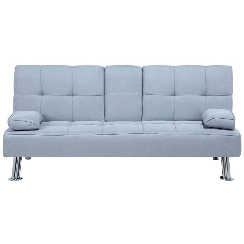 Beliani - Canapé Clic Clac Convertible 3 Places en Gris Clair avec Pieds Argentés Design Ultra Moderne pour Salon Confortable