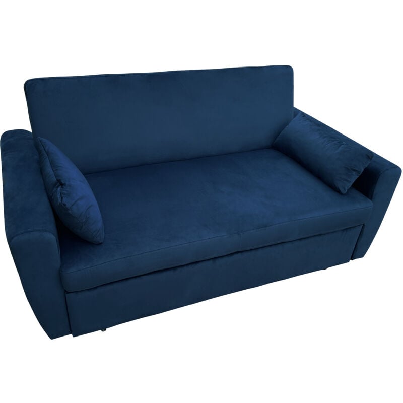 Happy Garden - Canapé convertible en velours bleu 2 places matt
