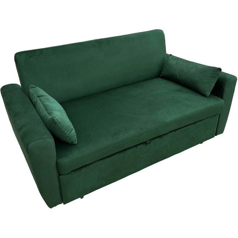 Happy Garden - Canapé convertible en velours vert 2 places matt