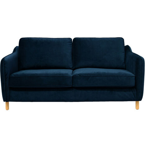 Canapé convertible ouverture express 2 places en velours - Bleu marine - VORNAY