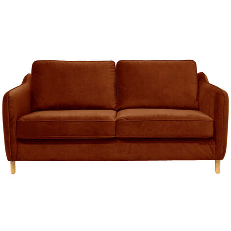 Canapé convertible ouverture express 2 places en velours - Rouille - VORNAY