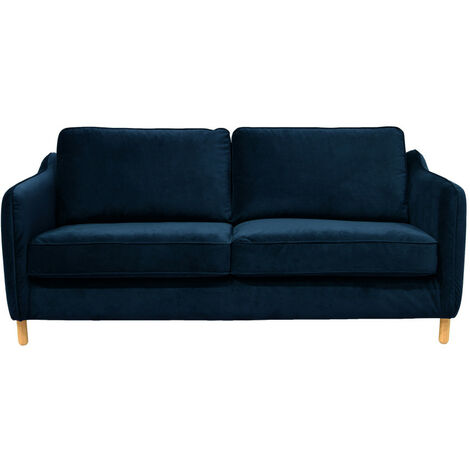 Canapé convertible ouverture express 3 places en velours - Bleu nuit - VORNAY