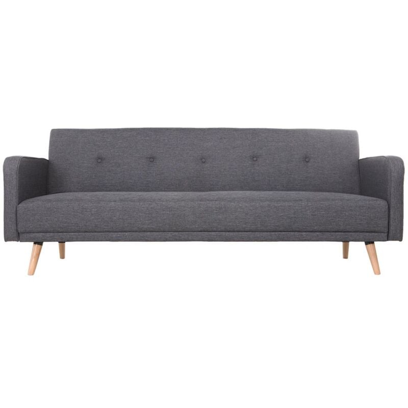 Miliboo - Canapé convertible scandinave 3 places en tissu gris foncé et bois clair ulla