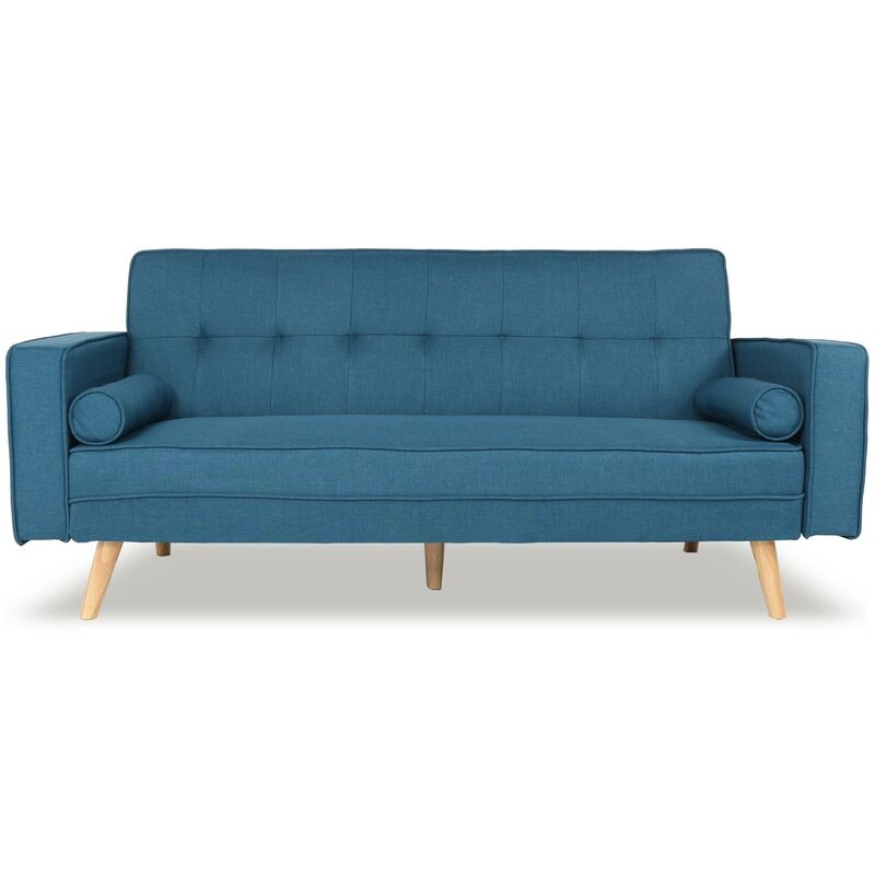 Intensedeco - Canapé convertible scandinave Tao Tissu Bleu Canard - Bleu