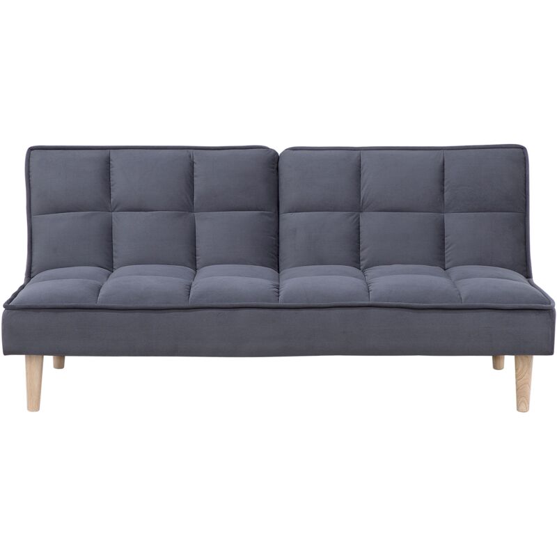 Beliani - Canapé Clic-Clac 3 Places Revêtement en Tissu Gris Foncé à Carreaux avec Fonction Lit pour Salon Scandinave Moderne