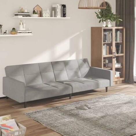 BONNEVIE Canapé convertible,Canapé-lit,Clic Clac à 2 places Gris clair Microfibre -Q1570