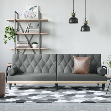 Canapé convertible,Canapé-lit,Clic Clac avec accoudoirs gris foncé tissu -Q5737